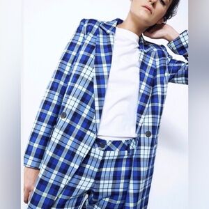 EUC WILDFANG EMPOWER COLLECTION Double Breasted Tartan Plaid Blazer XS